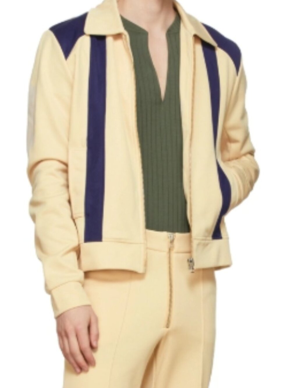 Martin Asbjørn Adam Zip Jacket Cream & Navy Track Jacket Size L | Never Worn | - Picture 7 of 9